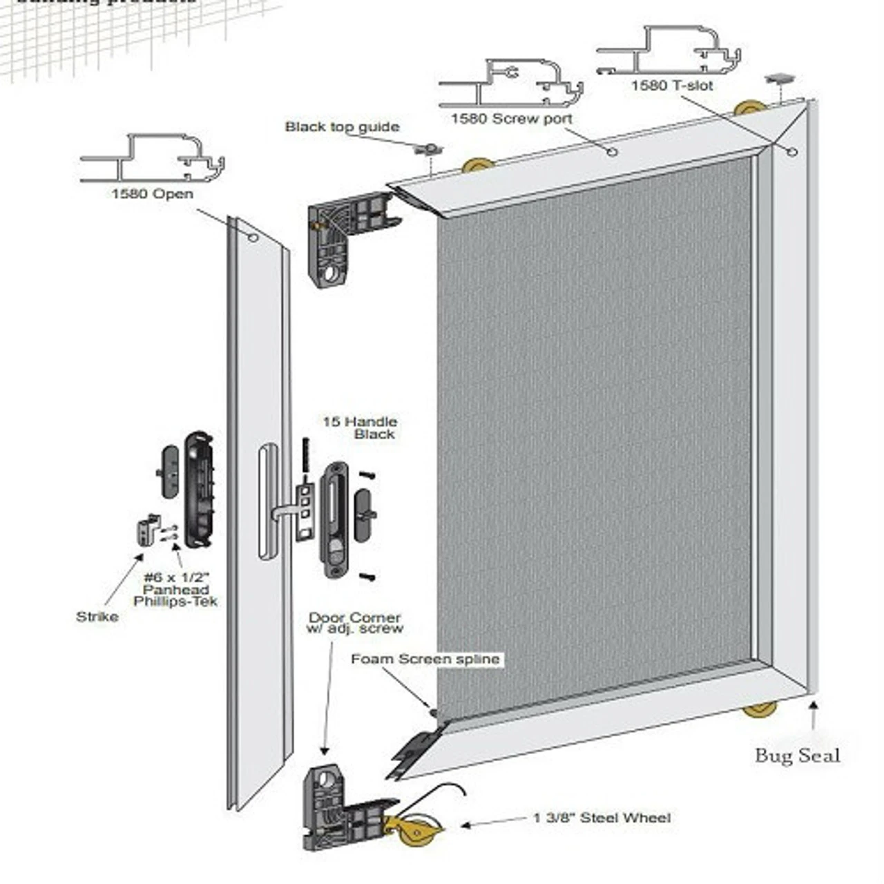 HERCULES EXTRUDED Sliding Screen Door UNASSEMBLED 1 HERCULES EXTRUDED Sliding Screen Door UNASSEMBLED